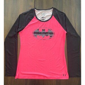 Under Armour Women’s Pink Batman Logo Long Sleeve Athletic Shirt Size medium